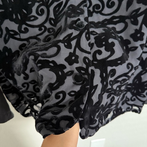 Diane Von Furstenberg Black Silk Velvet Button Up Blouse Plus Size 1X Editorial - Picture 4 of 7